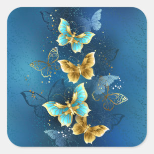 Pegatina Cuadrada Mariposas doradas