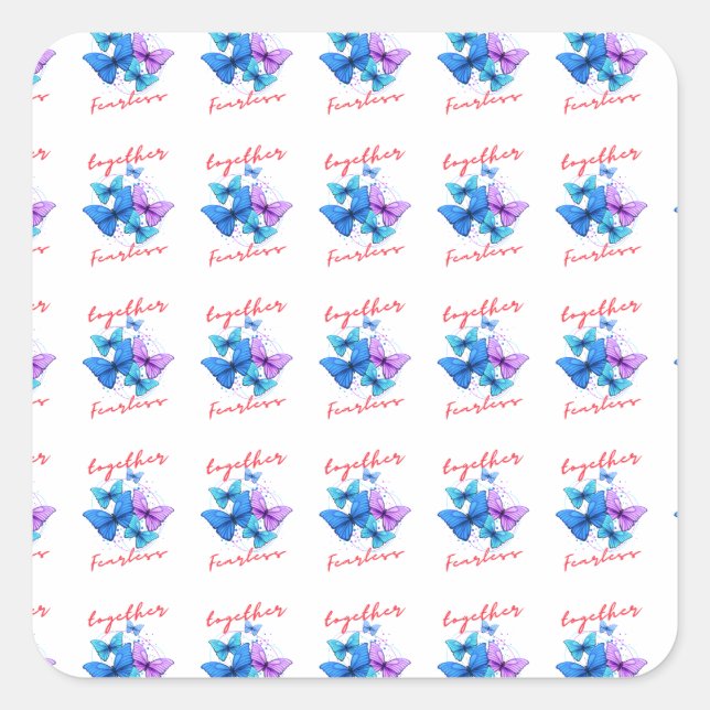 Pegatina Cuadrada Mariposas en aumento: Un símbolo de esperanza y tr (Anverso)