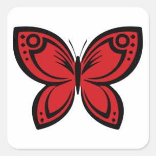 Pegatina Cuadrada Mariposas Jewel - Rojo