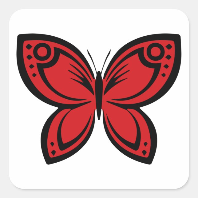 Pegatina Cuadrada Mariposas Jewel - Rojo (Anverso)