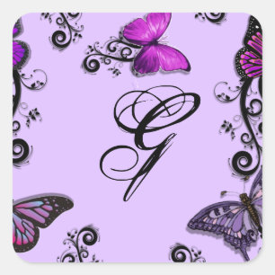Pegatina Cuadrada Mariposas púrpuras personalizados