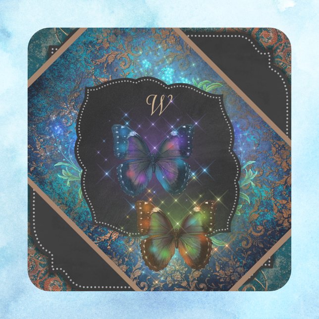 Pegatina Cuadrada Mariposas románticas moradas y azules Fantasia (Subido por el creador)