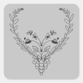 Pegatina Cuadrada Mariposas y abejas