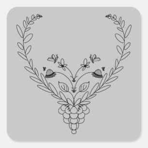 Pegatina Cuadrada Mariposas y abejas