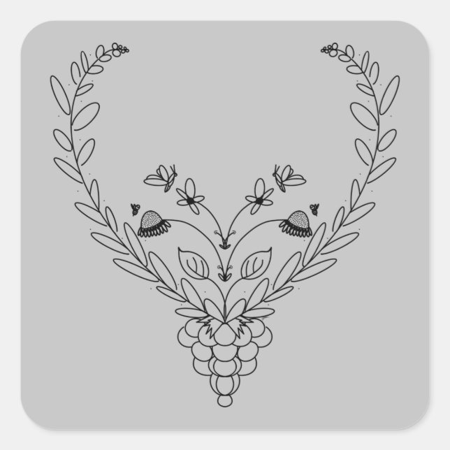 Pegatina Cuadrada Mariposas y abejas (Anverso)