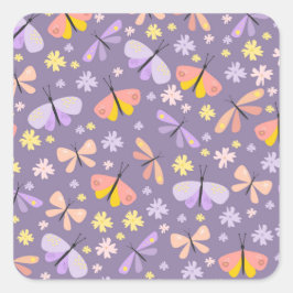 Pegatina Cuadrada Mariposas Y Escarabajos Cubiertos