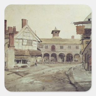 Pegatina Cuadrada Market Place, Hereford, 1803