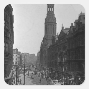 Pegatina Cuadrada Market Street, Manchester, c.1910