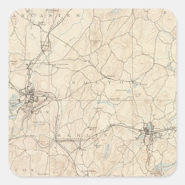 Pegatina Cuadrada Marlboro, Massachusetts (Anverso)