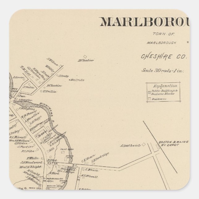 Pegatina Cuadrada Marlborough PO (Anverso)