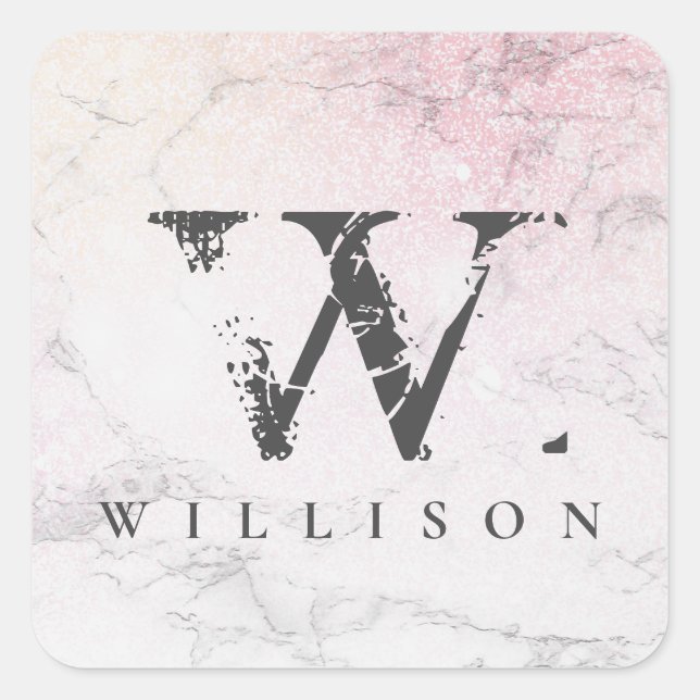 Pegatina Cuadrada Mármol de lujo personalizado (Anverso)