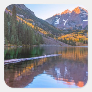 Pegatina Cuadrada Maroon Bells Alpen Glow