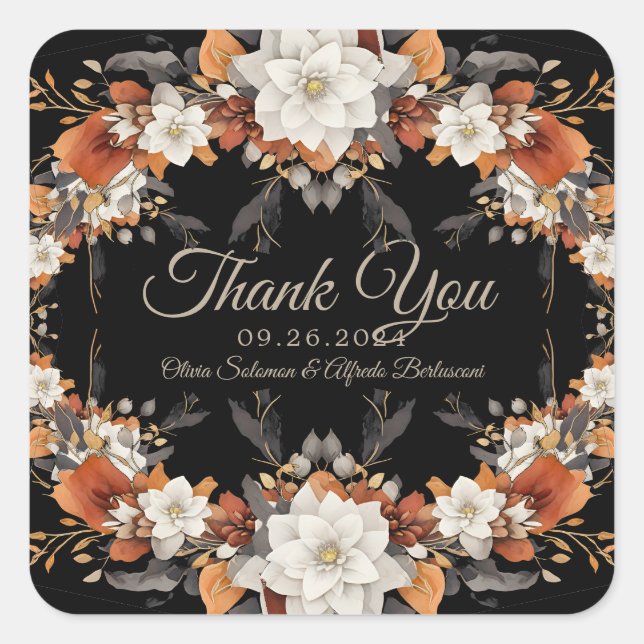 Pegatina Cuadrada Marrón oscuro, caramelo de café y beige otoñal (Anverso)