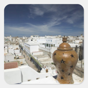 Pegatina Cuadrada MARRUECOS, Costa Atlántica, ESSAOUIRA: Alta Ventaj