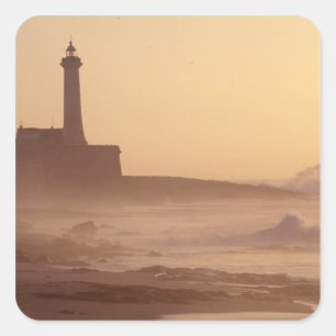 Pegatina Cuadrada Marruecos, Rabat, faro al atardecer con