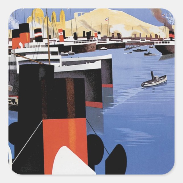Pegatina Cuadrada Marseilles Poster (Anverso)