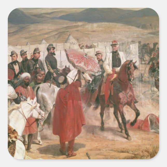 Pegatina Cuadrada Marshal Thomas Bugeaud y el coronel Joseph (Anverso)