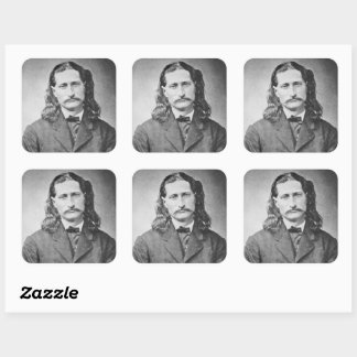 Pegatina Cuadrada Marshal Wild Bill Hickok Antiguo Cañero Occidental