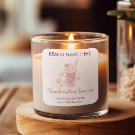 Pegatina Cuadrada Marshmallow Season  | Pink Candle Labels