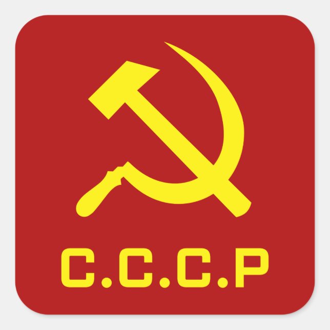 Pegatina Cuadrada Martillo CCCP y Sickle (Anverso)