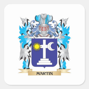 Pegatina Cuadrada Martin Coat of Arms - Crest familiar