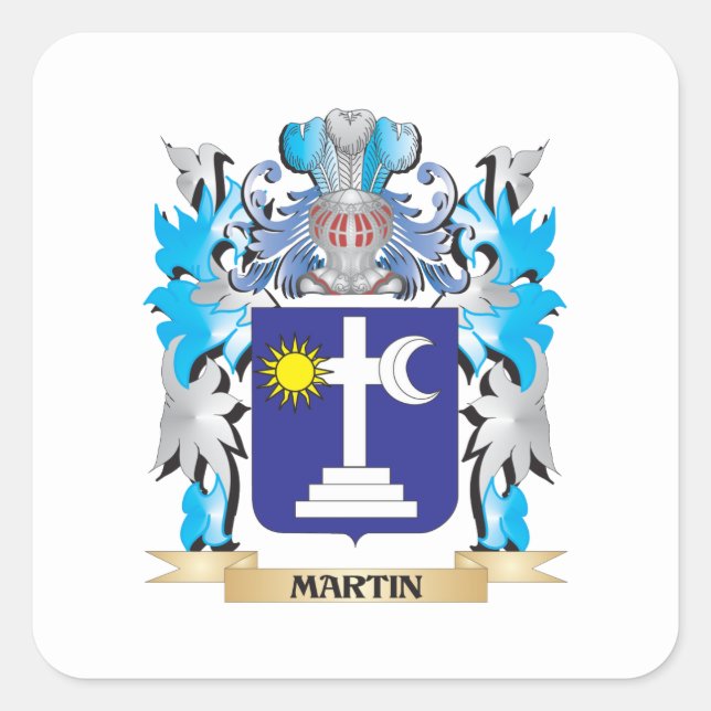 Pegatina Cuadrada Martin Coat of Arms - Crest familiar (Anverso)