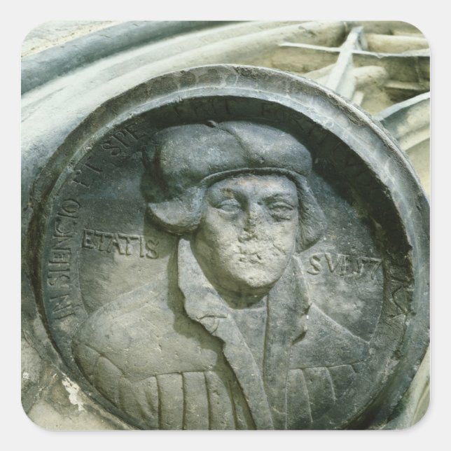 Pegatina Cuadrada Martin Luther envejeció 57 con el Luther subió (Anverso)