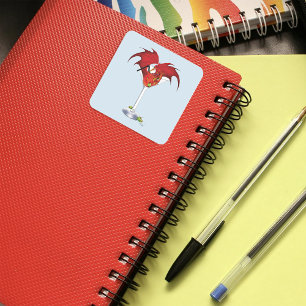 Pegatina Cuadrada Martini Fantasy Red Dragon