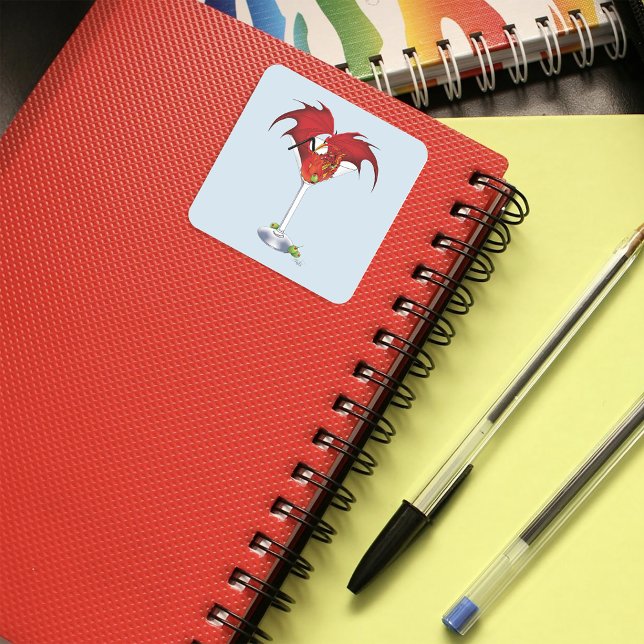 Pegatina Cuadrada Martini Fantasy Red Dragon (Subido por el creador)