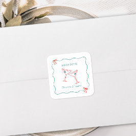 Pegatina Cuadrada Martini saluda la fiesta de cumpleaños de 21 años