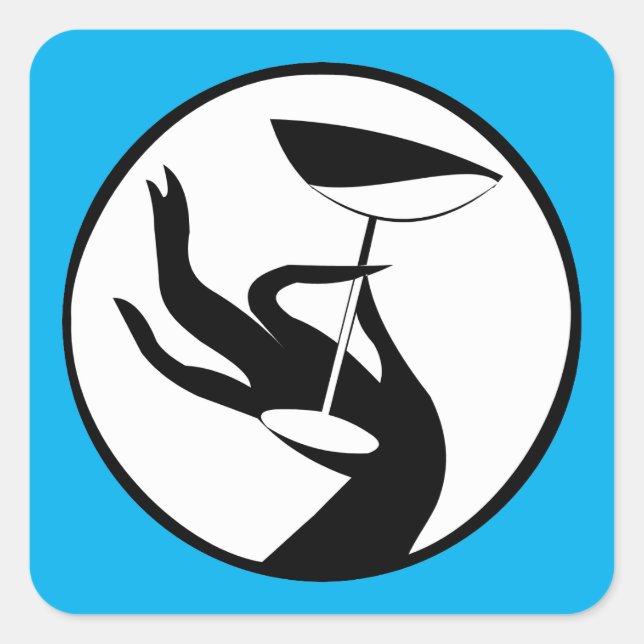 Pegatina Cuadrada Martini Time High Fashion Art Deco (Anverso)