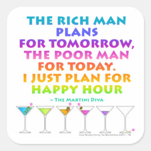 Pegatina Cuadrada MARTINI ZEN - Plan para la Hora Feliz Sticker