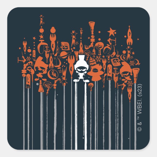 Pegatina Cuadrada MARVIN LAS armas MARTIAN™ de destrucción masiva (Anverso)