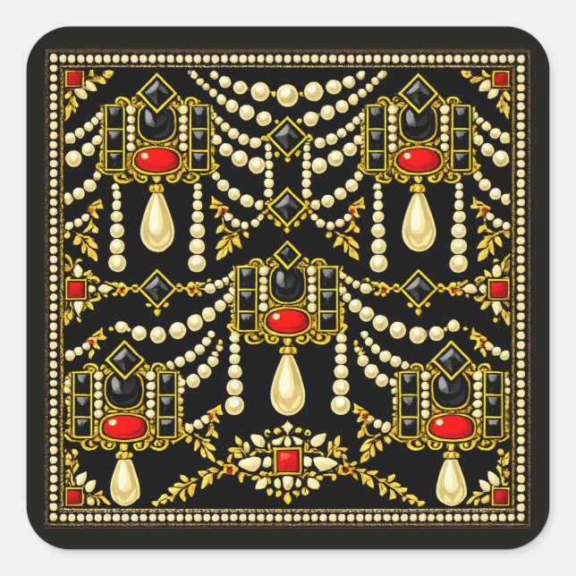 Pegatina Cuadrada Mary Queen of Scots Jewells Inspired Design  (Anverso)