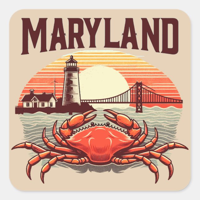 Pegatina Cuadrada Maryland (Anverso)