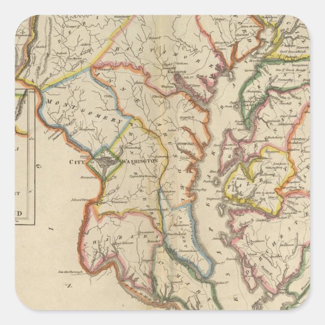 Pegatina Cuadrada Maryland 4 (Anverso)