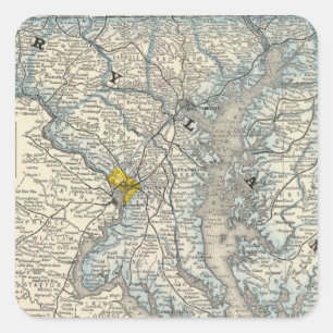 Pegatina Cuadrada Maryland, DC y Delaware
