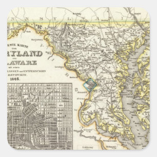 Pegatina Cuadrada Maryland, Delaware