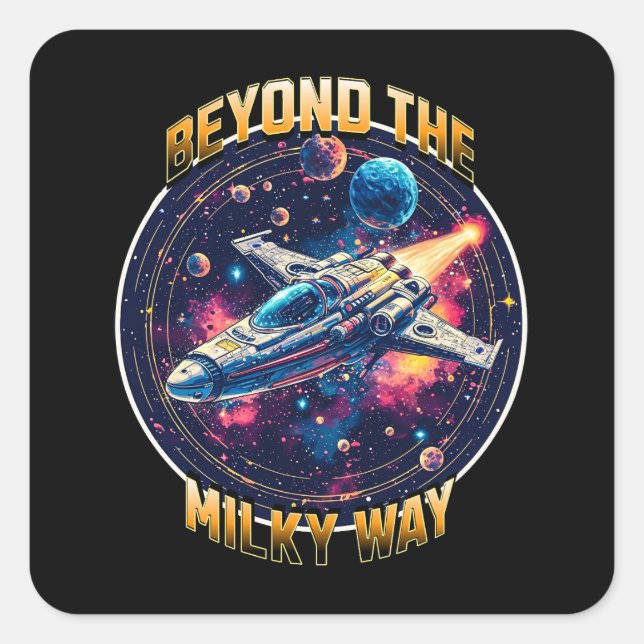 Pegatina Cuadrada Más allá de la Vía Láctea (Anverso)