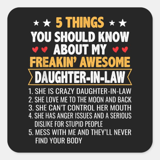 Pegatina Cuadrada Más Allá Y Madre De Derecho De Hija De Derecho (Anverso)