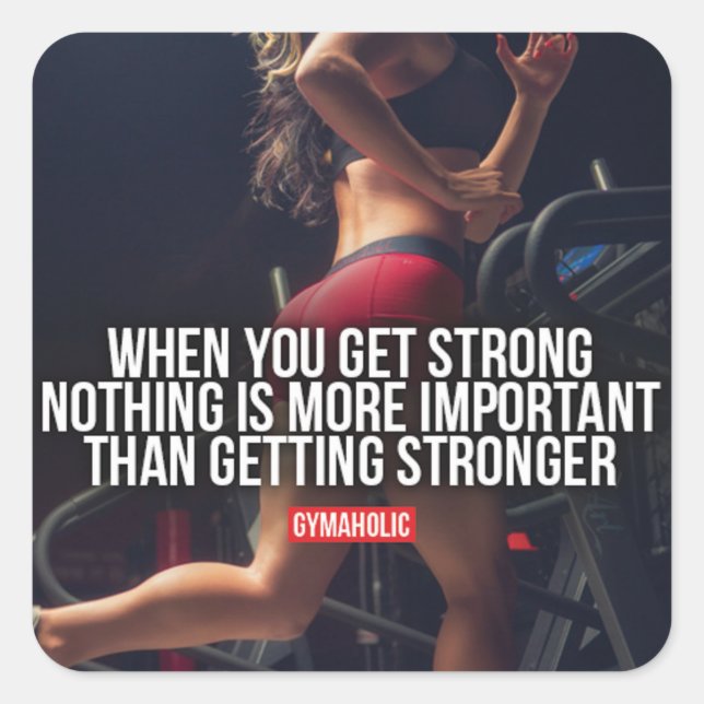 Pegatina Cuadrada Más fuerte - Motivación para el entrenamiento de m (Anverso)