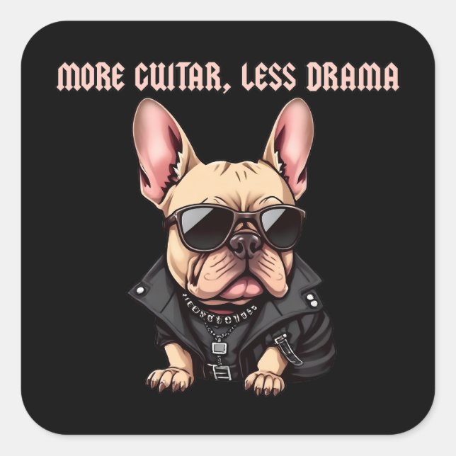 Pegatina Cuadrada Más guitarra, menos drama (Anverso)