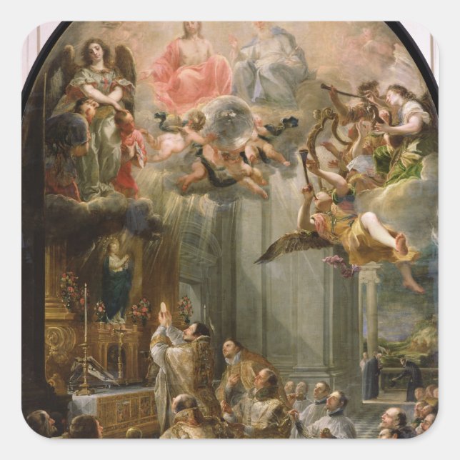 Pegatina Cuadrada Masa por la Orden de los Trinitarios, 1666 (Anverso)