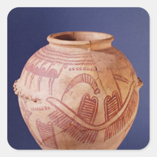 Pegatina Cuadrada Masa que representa dos santuarios en una barcaza