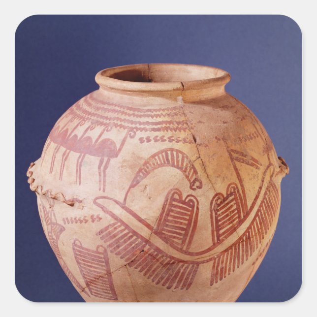 Pegatina Cuadrada Masa que representa dos santuarios en una barcaza (Anverso)