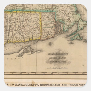 Pegatina Cuadrada Masa, Rhode Island, Connecticut