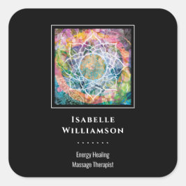 Pegatina Cuadrada Masaje de Yoga Sagrado Espiritual del Mandala Zen 