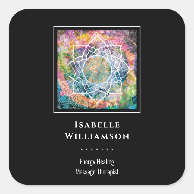 Pegatina Cuadrada Masaje de Yoga Sagrado Espiritual del Mandala Zen  (Anverso)