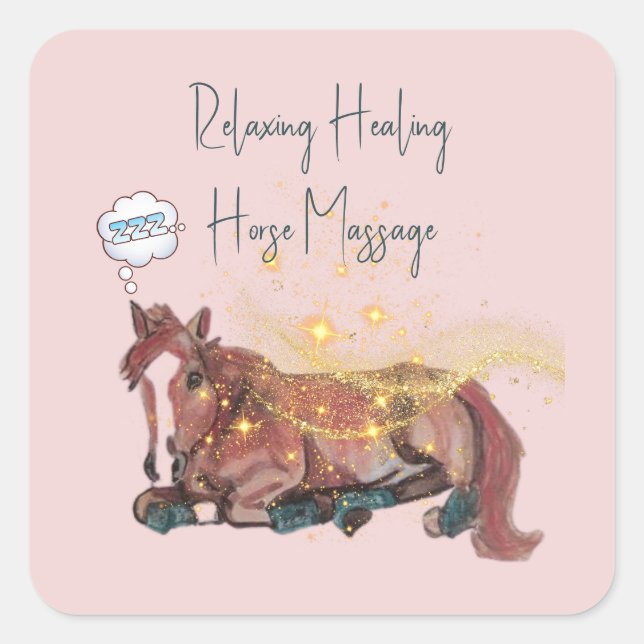 Pegatina Cuadrada masaje relajante de caballos de sanación (Anverso)