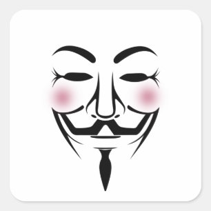 Pegatina Cuadrada máscara de anonimus vendetta hacker cyber internet